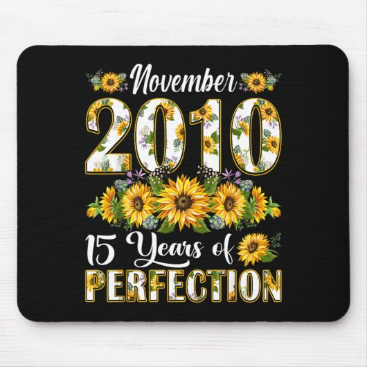 15 Year Old November 2010 Sunflower 15th Birthday Muismat (Voorkant)