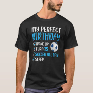 15 Year Old Soccer Birthday Party 15th Boy Footbal T-shirt