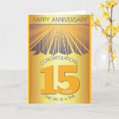 15 Year Sober Anniversary | Golden Ray 12 Step  Kaart (Gele Bloem)