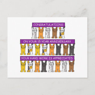 15 Year Work Anniversary Congratulations Cute Cats Briefkaart