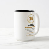 15 Years of Service Employee Appreciation – Custom Tweekleurige Koffiemok (Voorkant rechts)