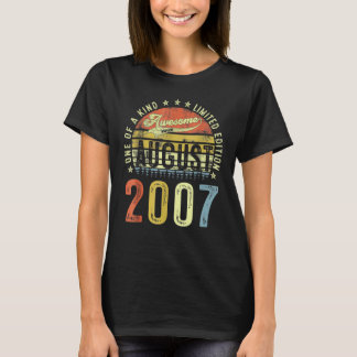 15 Years Old Awesome Since August 2007 15th Birth T-shirt