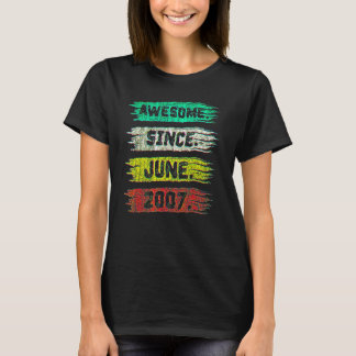 15 Years Old  Awesome Since June 2007 15th Birthda T-shirt