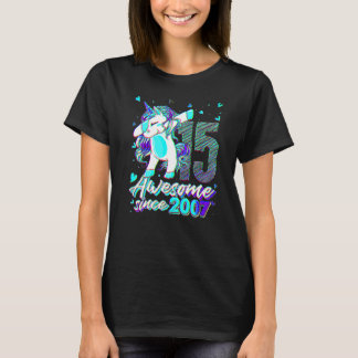 15 Years Old Unicorn Dabbing 15th Birthday Unicorn T-shirt