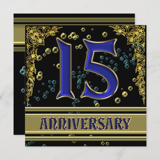 15de Jubileum zwart-wit en goud Kaart (Voorkant / Achterkant)