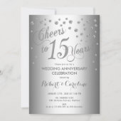 15de trouwdag - Elegant zilver wit Kaart (Voorkant)