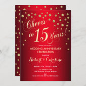 15de trouwdag - Rood & Goud Kaart (Voorkant / Achterkant)