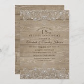 15de trouwdag Rustic Wood Vintage Kant Kaart (Voorkant / Achterkant)