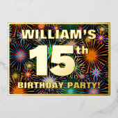 15de verjaardag van de Vuurdag — Fun, kleurrijke F Folie Uitnodiging (Voorkant)