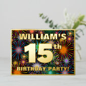15de verjaardag van de Vuurdag — Fun, kleurrijke F Folie Uitnodiging (Staand Voorkant)