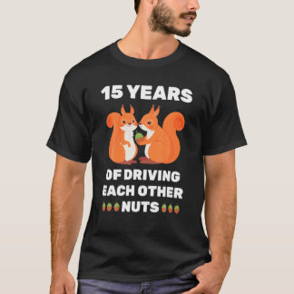 15e 15-jarig weddenschap Jubileum grappig paar voo T-shirt