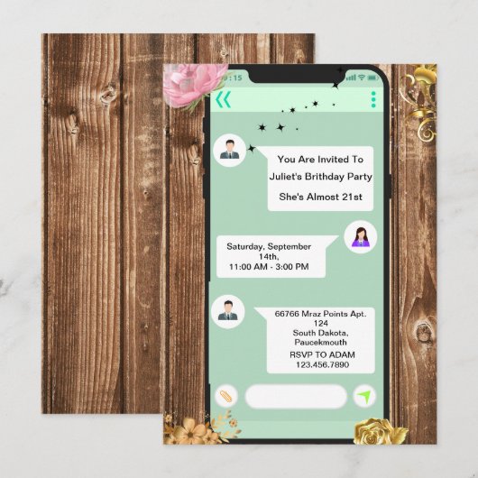 15e 18e 14e 11e 20e 21e mobiele telefoon Verjaarda Kaart (Voorkant / Achterkant)