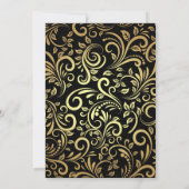 15e Birthday Black en Gold Floral Pattern Kaart (Achterkant)