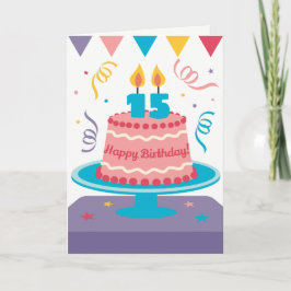 15e Birthday Cake Kaart