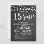 15e Birthday Invitation Chalkboard Kaart (Voorkant)