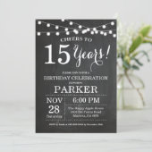 15e Birthday Invitation Chalkboard Kaart (Staand voorkant)
