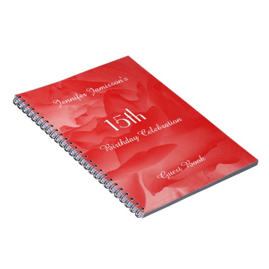 15e Birthday Party Guest Book, Coral Pink Rose Notitieboek (Rechterzijde)