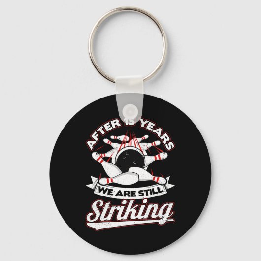 15e bruiloft Jubileum Bowling Striking 15 jaar Sleutelhanger (Voorkant)