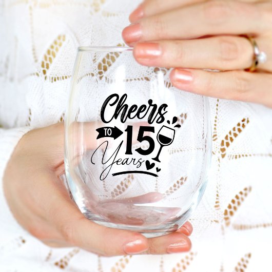 15e bruiloft Jubileum Elegant Celebration Wijnglas Zonder Voet