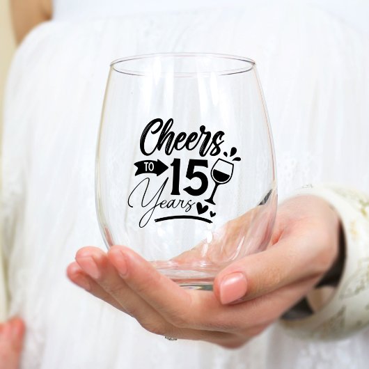 15e bruiloft Jubileum Elegant Celebration Wijnglas Zonder Voet