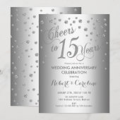 15e bruiloft Jubileum - Elegant Silver White Kaart (Voorkant / Achterkant)