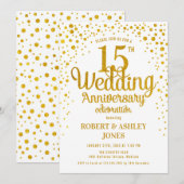 15e bruiloft Jubileum - Goud & Wit Kaart (Voorkant / Achterkant)