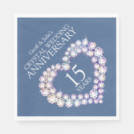 15e Bruiloft Jubileum hart kristal custom Servet