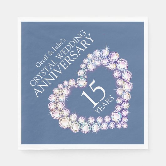 15e Bruiloft Jubileum hart kristal custom Servet (Voorkant)
