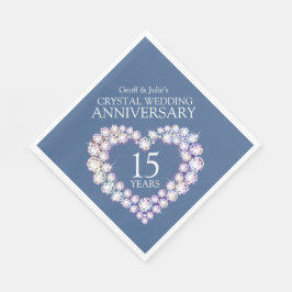 15e Bruiloft Jubileum hart kristal custom Servet