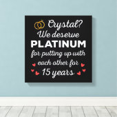 15e bruiloft Jubileum I - Crystal Funny Couple Canvas Afdruk (Insitu (Houten vloer))
