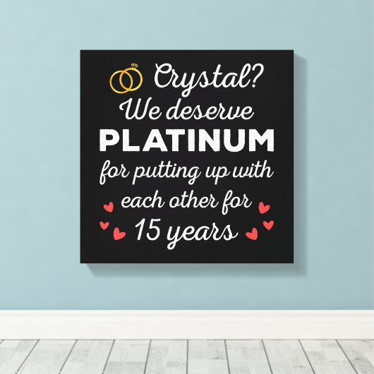 15e bruiloft Jubileum I - Crystal Funny Couple Canvas Afdruk (Insitu (Houten vloer))