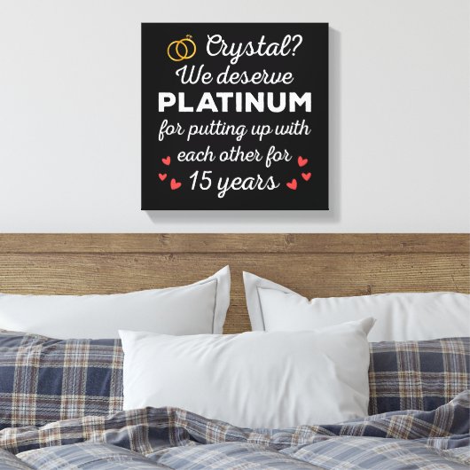 15e bruiloft Jubileum I - Crystal Funny Couple Canvas Afdruk (Insitu (Slaapkamer))