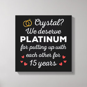 15e bruiloft Jubileum I - Crystal Funny Couple Canvas Afdruk