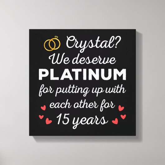15e bruiloft Jubileum I - Crystal Funny Couple Canvas Afdruk (Voorkant)