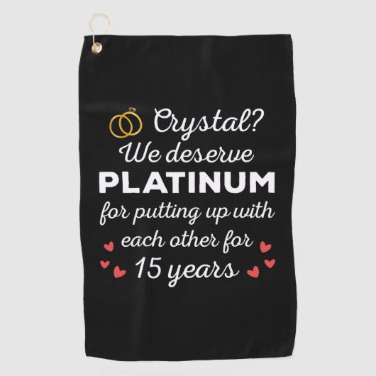 15e bruiloft Jubileum I - Crystal Funny Couple Golfhanddoek (Voorkant)