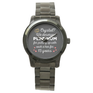 15e bruiloft Jubileum I - Crystal Funny Couple Horloge