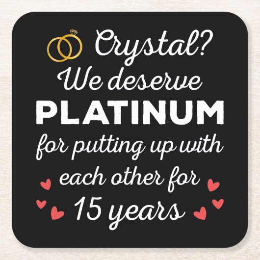 15e bruiloft Jubileum I - Crystal Funny Couple Kartonnen Onderzetters (Voorkant)