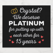 15e bruiloft Jubileum I - Crystal Funny Couple Sparkling Wijnetiket (Enkel label)