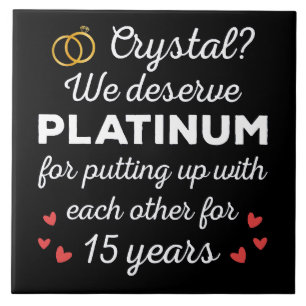 15e bruiloft Jubileum I - Crystal Funny Couple Tegeltje