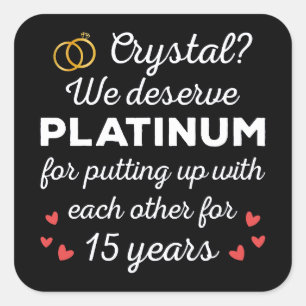 15e bruiloft Jubileum I - Crystal Funny Couple Vierkante Sticker