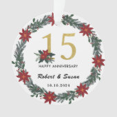 15e bruiloft Jubileum kerstcadeaus Ornament (voorkant)