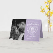 15e bruiloft Jubileum kristal hart Kaart (Gele Bloem)