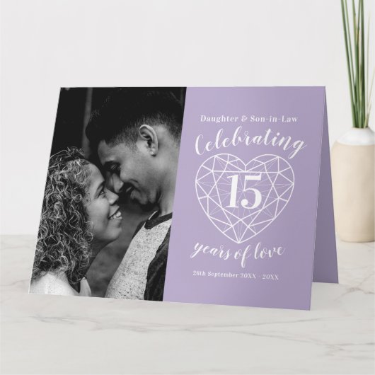 15e bruiloft Jubileum kristal hart Kaart (Voorkant)