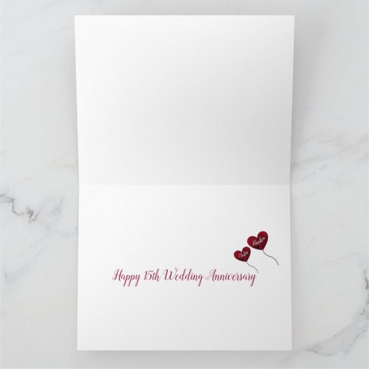 15e bruiloft Jubileum rode rozenballon groot Kaart (Binnen)