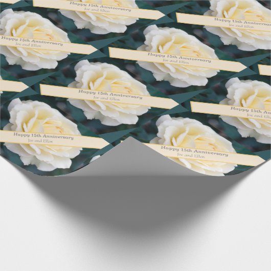 15e bruiloft Jubileum, Roos Cadeaupapier (Hoek)