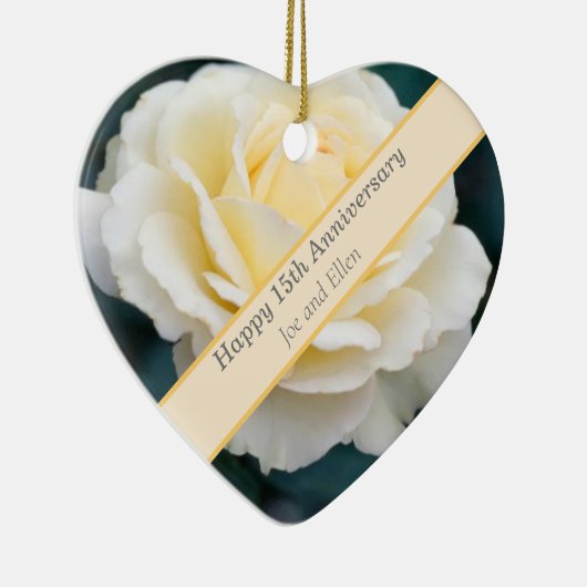 15e bruiloft Jubileum, Roos Keramisch Ornament (Rechts)