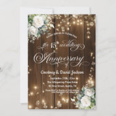 15e bruiloft Jubileum Rustieke String Lights Kaart (Voorkant)