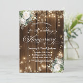 15e bruiloft Jubileum Rustieke String Lights Kaart (Staand voorkant)