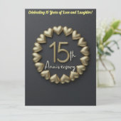 15e bruiloft Jubileum uitnodigingskaart Aankondiging (Staand voorkant)