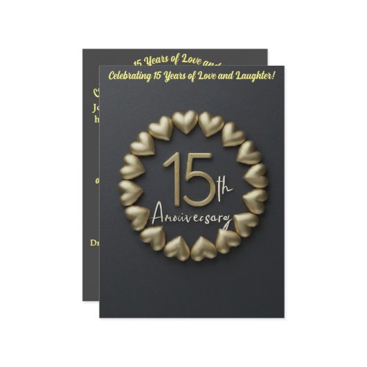 15e bruiloft Jubileum uitnodigingskaart Aankondiging (Voorkant / Achterkant in situ)